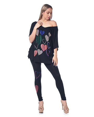 RHINESTONE HEARTS 2PC LEGGING SET