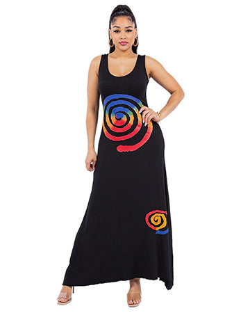 MILTI SPIRAL LONG TANK DRESS