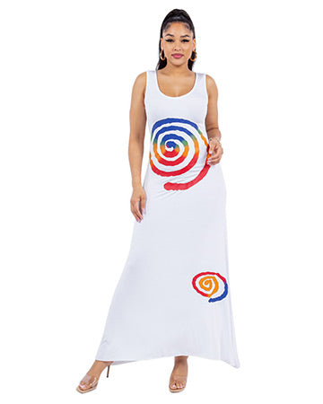 MILTI SPIRAL LONG TANK DRESS