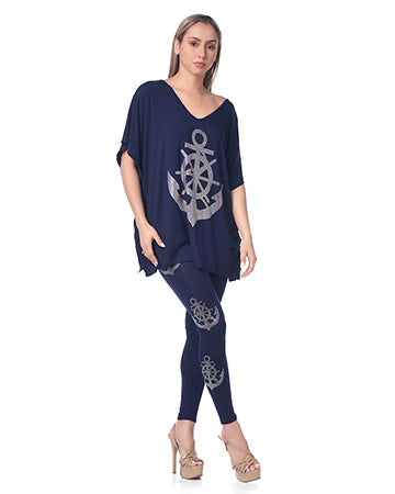 RHINESTONE NAUTICLE 2PC LEGGING SET