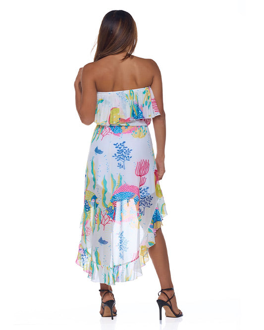 MESH KOI FISH STRAPLESS DRESS